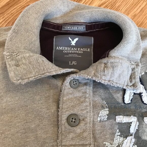 American Eagle Men's Size L Grey Graphic Vintage Fit Long Sleeve Sweatshirt Y2K - Picture 3 of 12